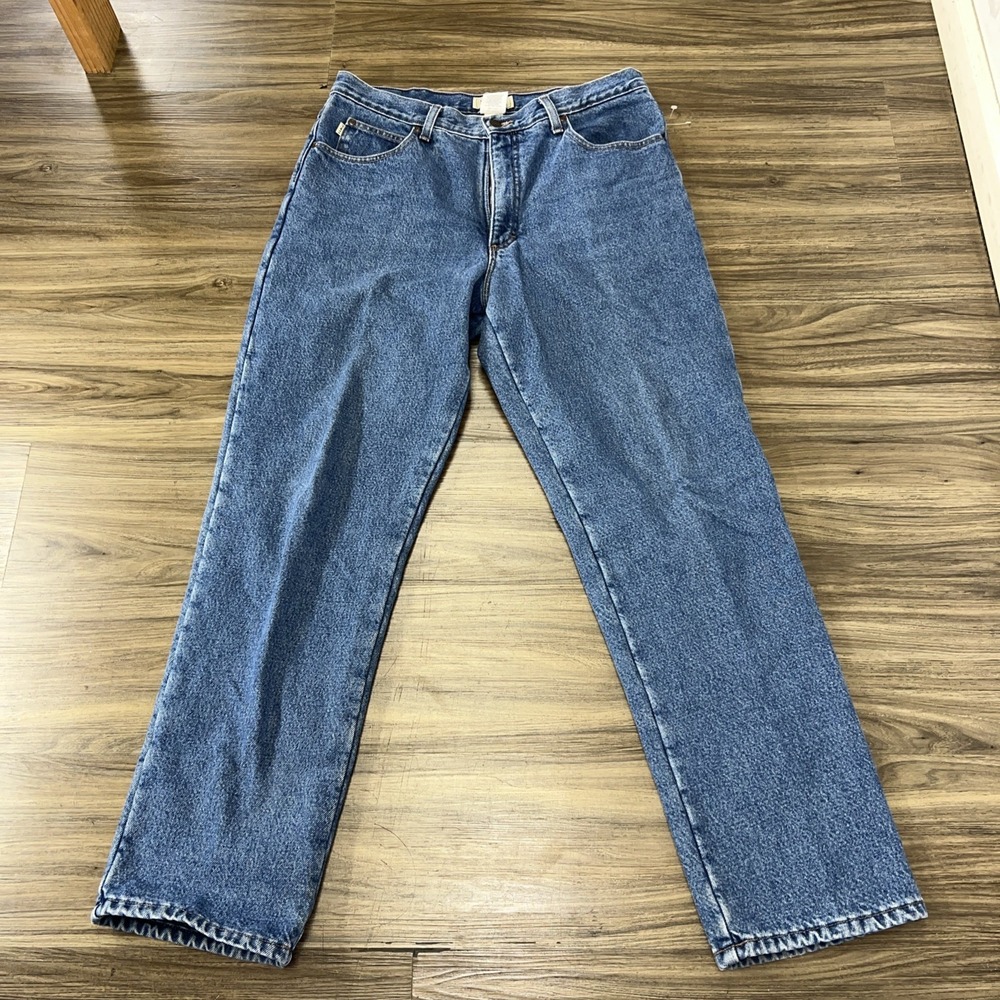 Vintage LL Bean Double L Fleece Lined Jeans Men 34x32 Blue Green Denim Classic